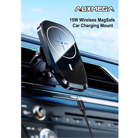 Auxmega 15W Fast Mag-Safe Wireless Charging Car Vent Mount